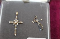 2pc 10kt yellow gold Eagle & Sterling Crosses