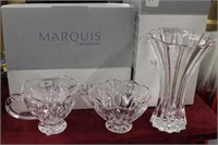 Marquis Waterford Vase, Creamer & Sugar