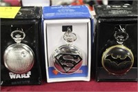 3pc Batman, Superman, Star Wars Pocket Watches
