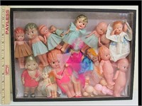 LOT OF CELLULOID DOLLS - SOME ARE POWDER CONTAINER