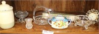 Shelf of Pottery and Glass Items