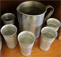 Aluminum 7 pc Pitcher & Cup Set and Cake