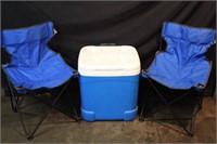 Tailgate Lot - Folding Camp Chairs & Rolling Igloo