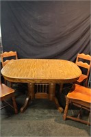 Double Pedestal Dining Table with 4 Chairs