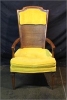 Vintage Cane Back Padded Arm Chair