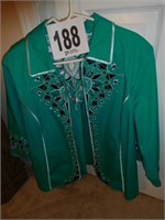 Bob Mackie 1X Green Embroidered Jacket