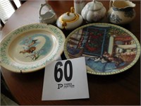 2 Decorative Plates, 5 Pieces Misc