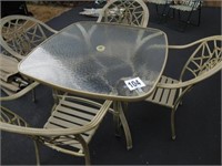 Patio Table (Glass and Metal) With 4 Chairs &