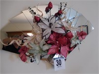 Mirrored Fan Wall Hanging With Floral 40x24