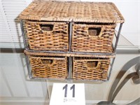 2 Drawer Wicker & Metal Organizer - 12x7