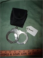 Peerless Steel Handcuffs w/ Belt Case & Key