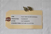 "Gunsmoke" faux silver prop earrings