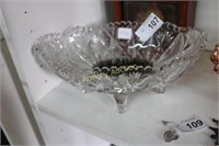 CRYSTAL FOOTED BOWL W/ FLOWER FROG