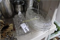 CRYSTAL BUTTER DISH - PRESSED GLASS OVAL PLATES
