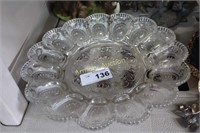HEAVY PRESSED GLASS EGG PLATE