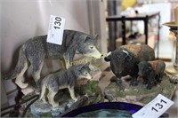 WOLF AND BISON FIGURINES