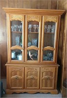 China Hutch, lighted, glass doors on top