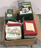 Box of collectible Christmas figures