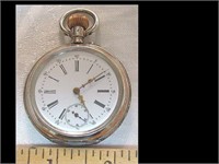 OPEN FACE ARGENT 800 SILVER PLATE POCKET WATCH