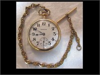 HAMILTON OPEN FACE POCKET WATCH WITH ENGRAVED