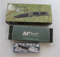 (3) Knives Including: Delta Ranger, MTech USA