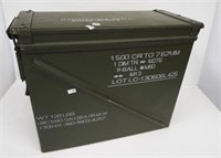 7.62 mm ammo can. Measures 14.5" h x 19" w x 8"