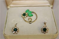 VINTAGE PIN AND EARRING SET
