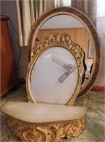 Mirror and shelf sconce set and mirror