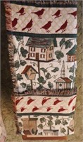 Nice hand stitched coverlet of bird houses,