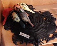 (2) Black metal figural rooster wall figures