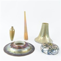 GROUPING OF TIFFANY & QUEZAL GLASS