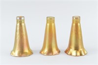 (3) GOLD IRIDESCENT ART GLASS LILY SHADES