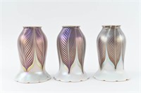 (3) QUEZAL PULLED FEATHER GLASS SHADES