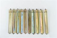 (10) TIFFANY GREEN FAVRILE GLASS PRISMS