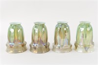 (4) TIFFANY ART GLASS FEATHER SHADES