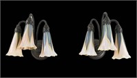 PAIR OF TIFFANY LILY SCONCES WITH GLASS SHADES