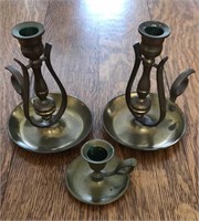 BRASS GIMBAL LAMP CANDLE HOLDERS