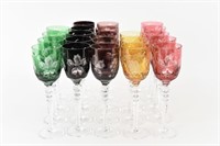 HUNGARIAN HAND CUT CRYSTAL CORDIAL GOBLETS