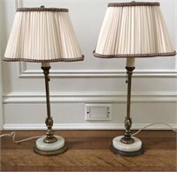 PAIR OF MARBLE BASE TABLE LAMPS