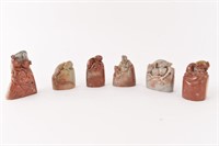 (6) CHINESE CARVED HARDSTONE STAMPS OR SEALS