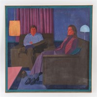 MID-CENTURY MODERN PORTRAIT OF SEATED COUPLE