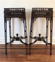 PAIR OF MAHOGANY PLANT STANDS