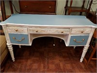 Blue and white desk