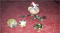 5 frog figurines