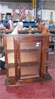 Antique wooden hanging or stand curio cabinet