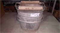 Antique metal mop bucket 11.5 in X 10 in