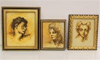 Textured Bust Paintings on Boards