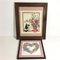 Pair of Framed Crewel Pieces