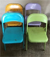 Set of Painted Metal Folding Chairs