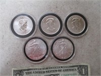 5 Uncirculated Silver Coins in Cases - 2002 &